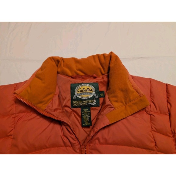 Vintage Cabela's Premier Northern Goose Down 650 Fill CoralOrange Puffer Jacket - Picture 7 of 9